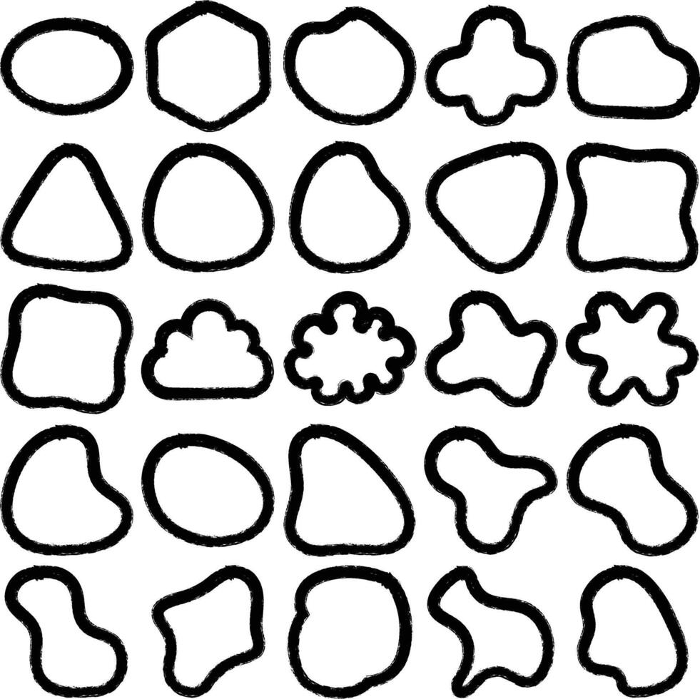Collection of organic abstract shapes and blobs outlined in black on a white background vector