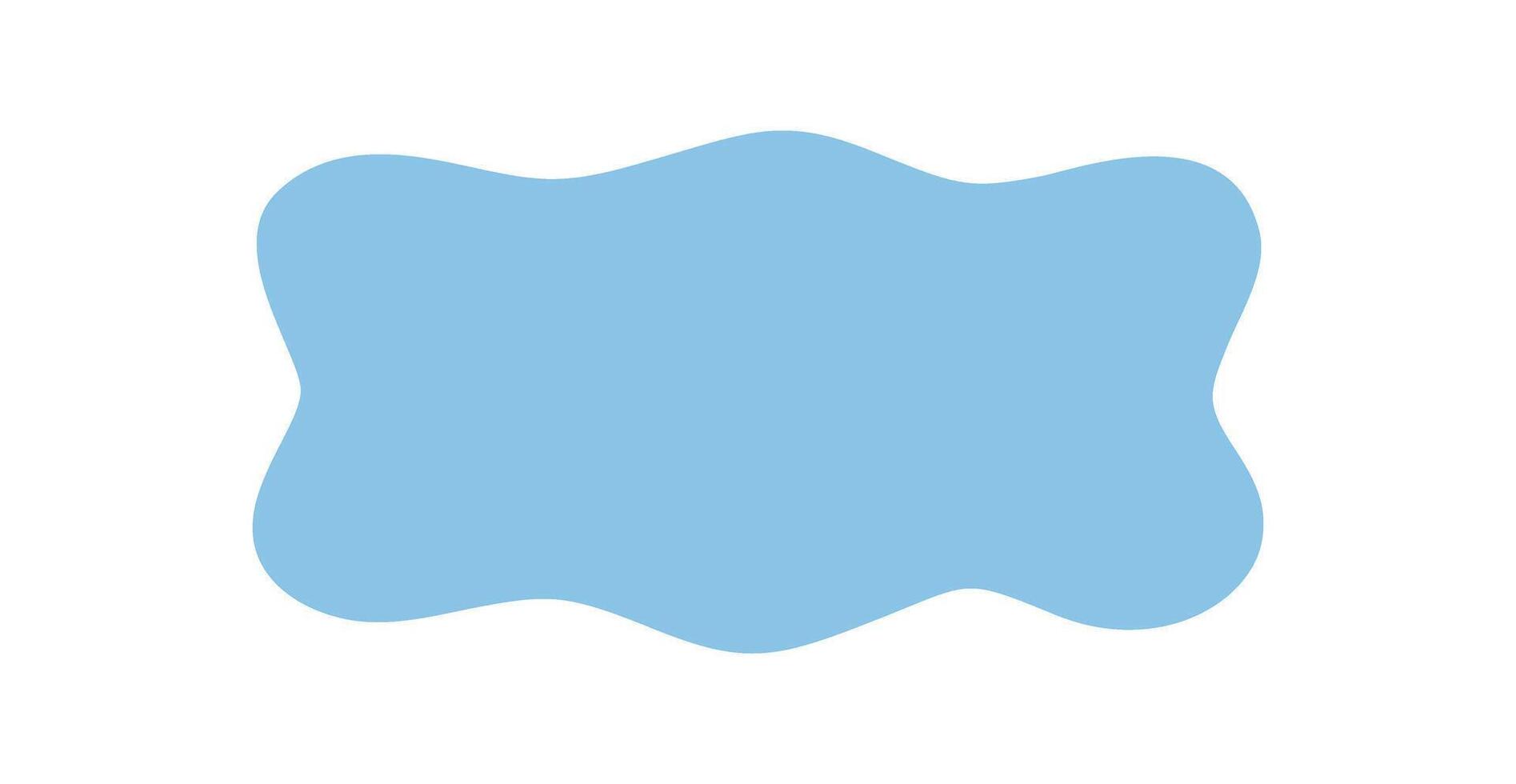 Groovy blue wavy rectangle border shape in modern abstract style. Solid retro element with y2k background, curved frame and graphic for creative layout or trendy border. vector