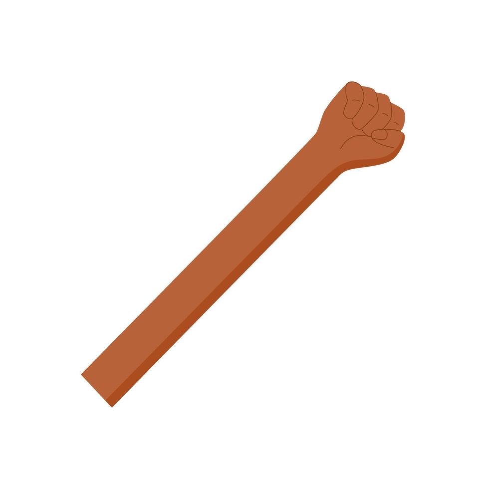 Flat cartoon hand gesture with raised fist to count the number five. Human arm in bare position showing closed fingers. Basic isolated element, educational and professional design. vector