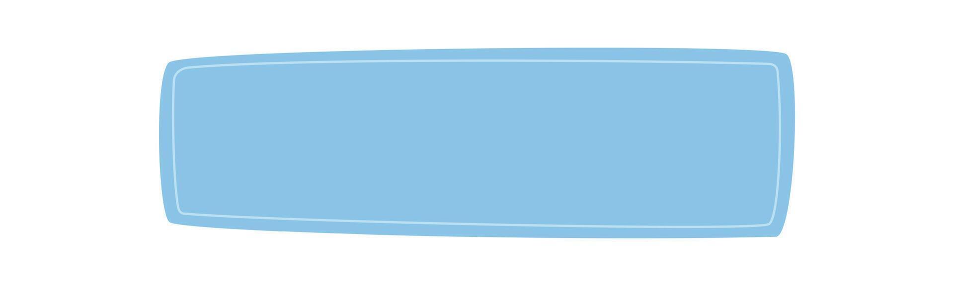 Fluid blue rectangle quote frame with hand drawn banner template style. Modern textbox and box label, creative background element for message or comment, clean abstract border format. vector