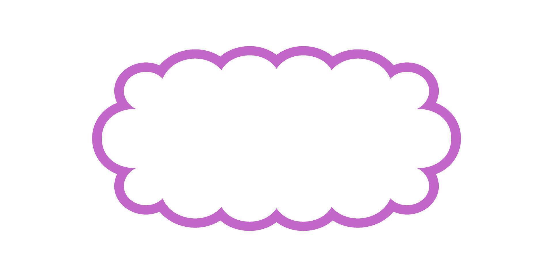 Groovy scallop outline frame with wavy border and retro bubble shape accent. Dynamic y2k graphic, purple line art style for background and creative modern shape element. vector