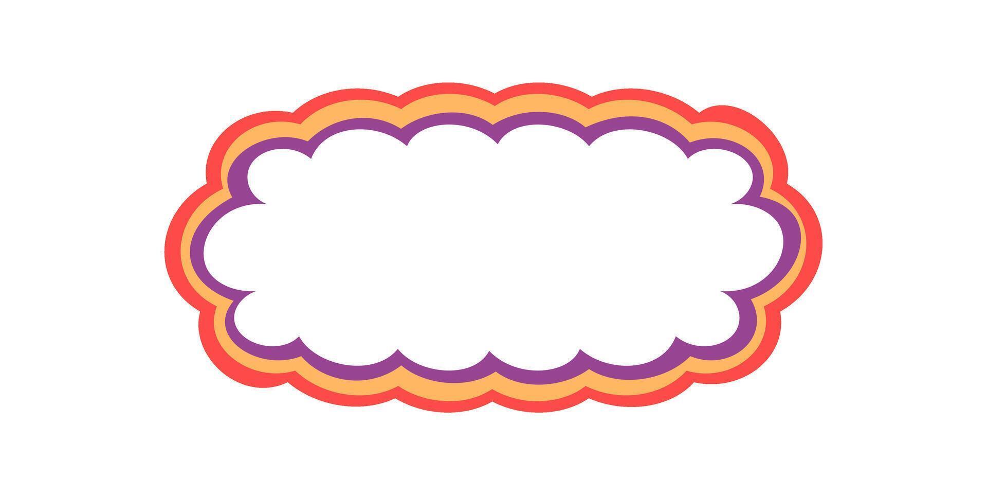 Groovy retro scallop rectangle border frame with wavy edge in funky outline style. Abstract y2k background and playful border shape for cool creative projects. vector