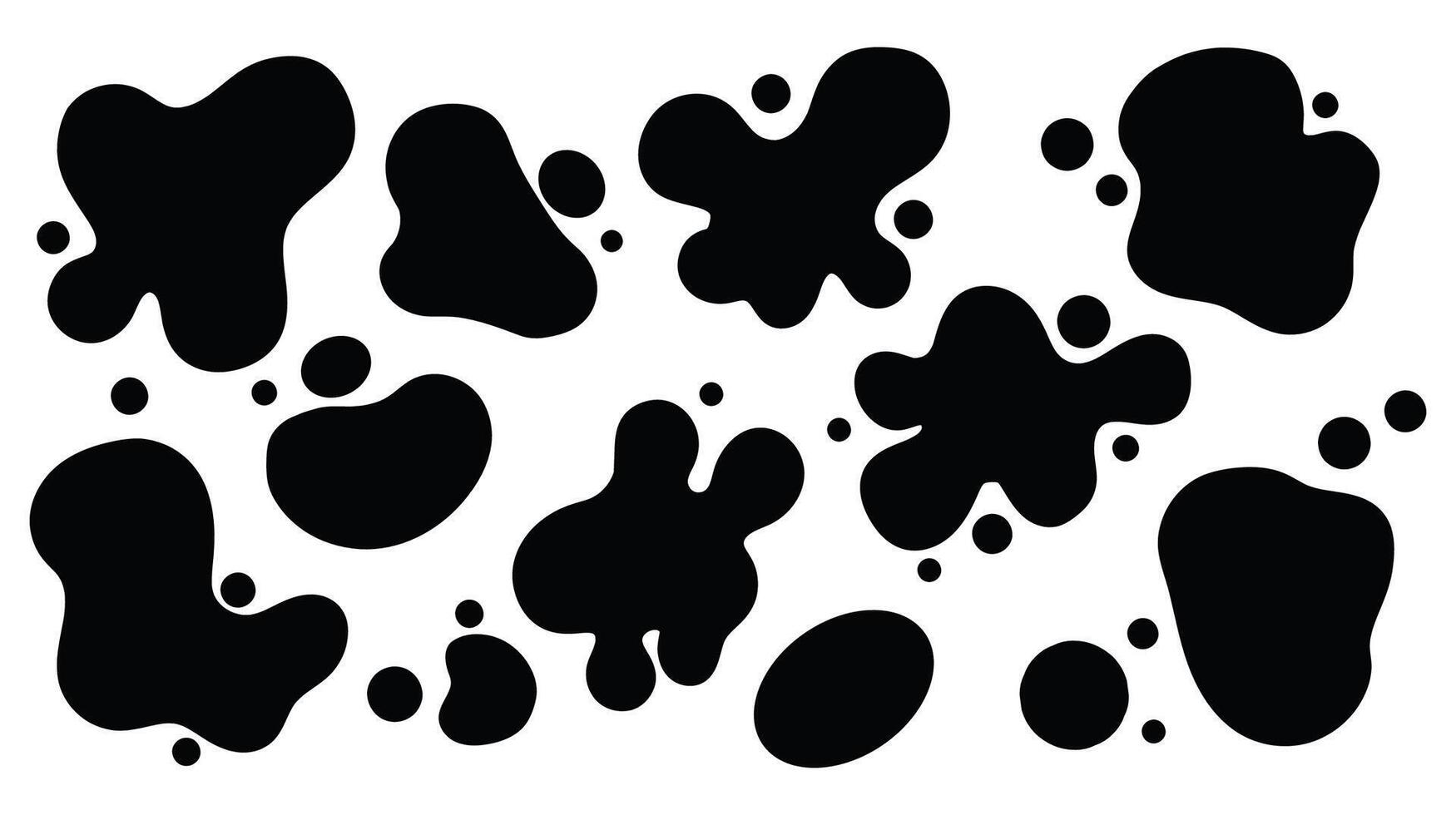 Collection of black ink splatters and blobs in various organic shapes vector