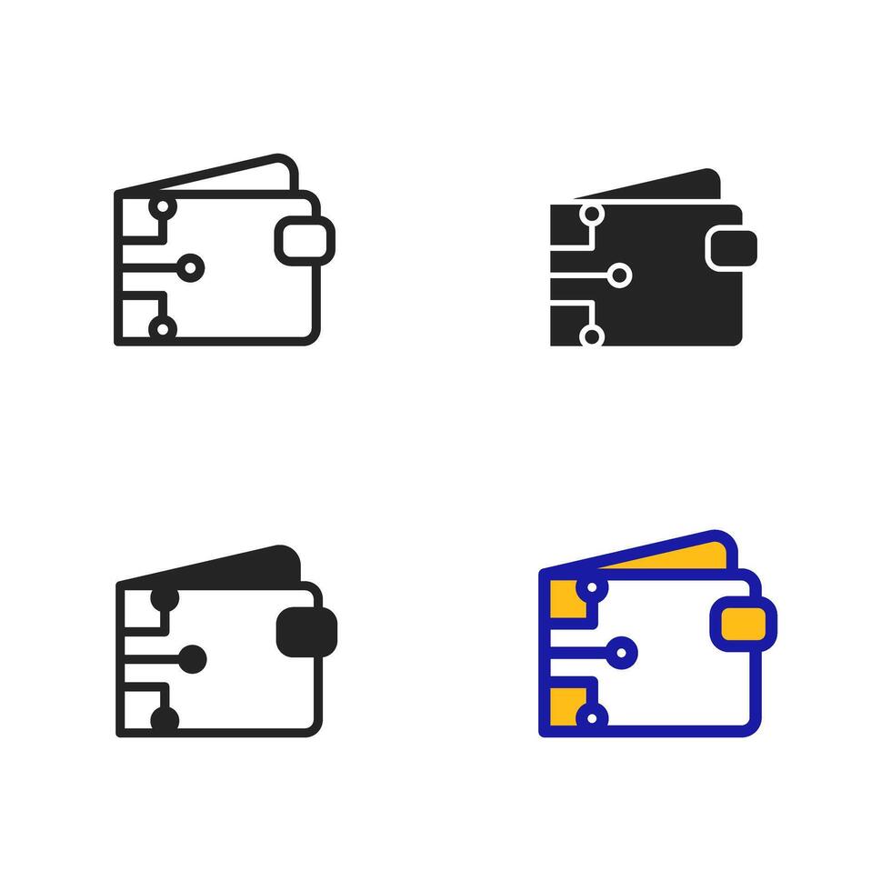 Icon Electronic Wallet with Circuit system. Icon collection with various style icon. vector
