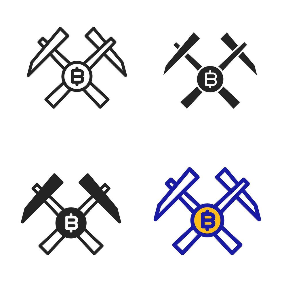 Icon Cryptocurrency Mining. Icon collection with various style icon. vector