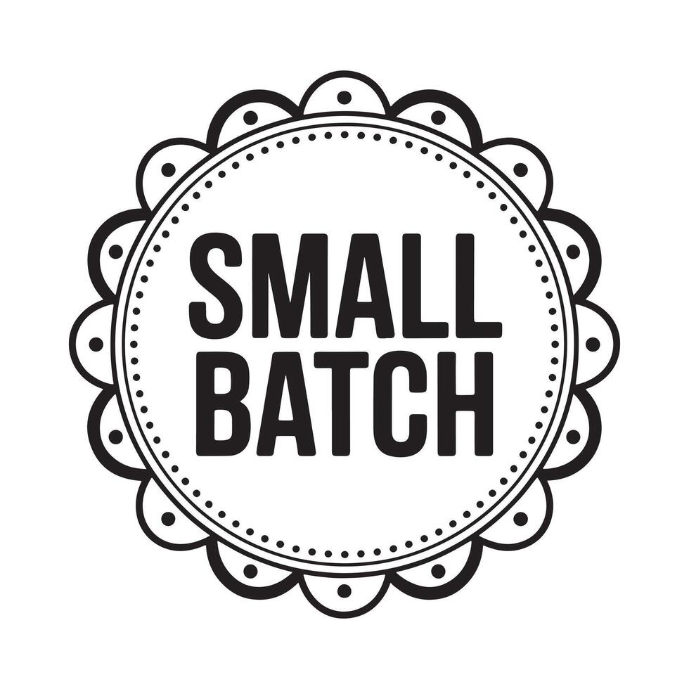 Decorative small batch label with scalloped border vector