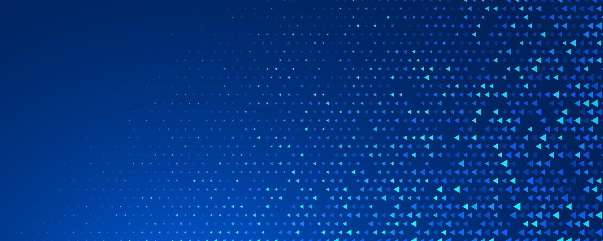 Neon blue triangle texture. Navy glowing arrow geometric background. Tech triangular pattern wallpaper. Fading shining arrows gradient for science poster, healthcare banner, business booklet. vector