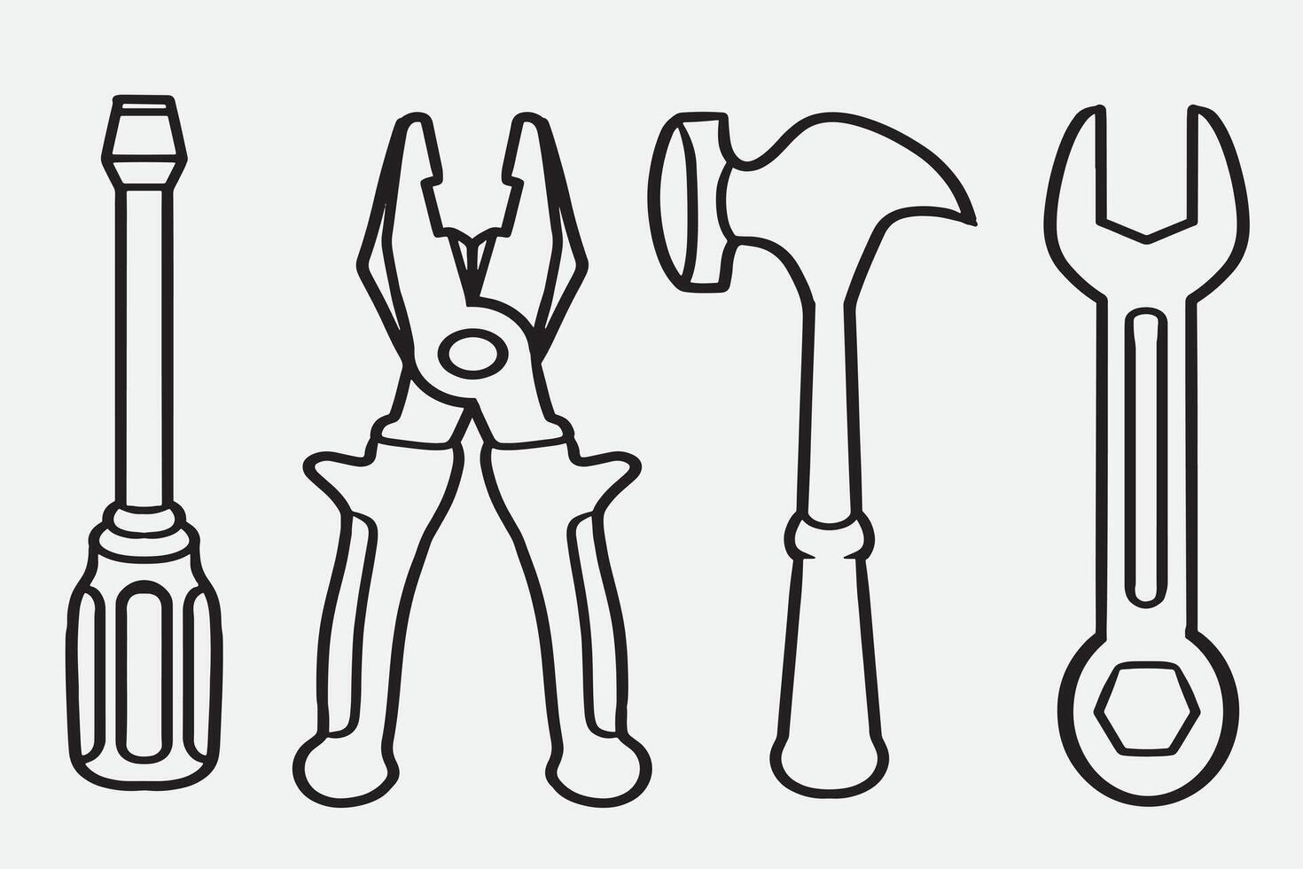 set of tools good for icon, symbol, element design, coloring book, etc vector