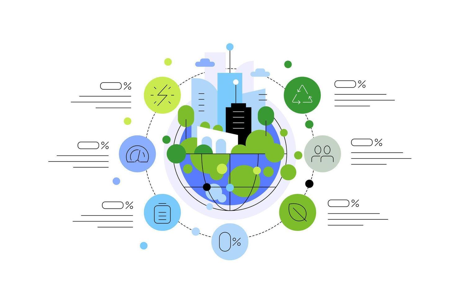city ecosystem. Statistics, abstract scheme. Presentation slide vector