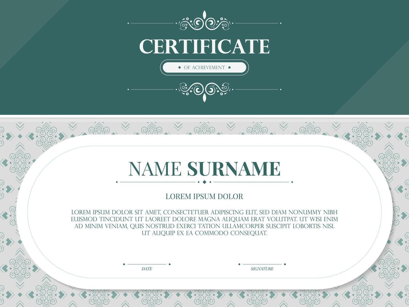 Elegant Formal Certificate Template with Decorative Elements and Text Area vector