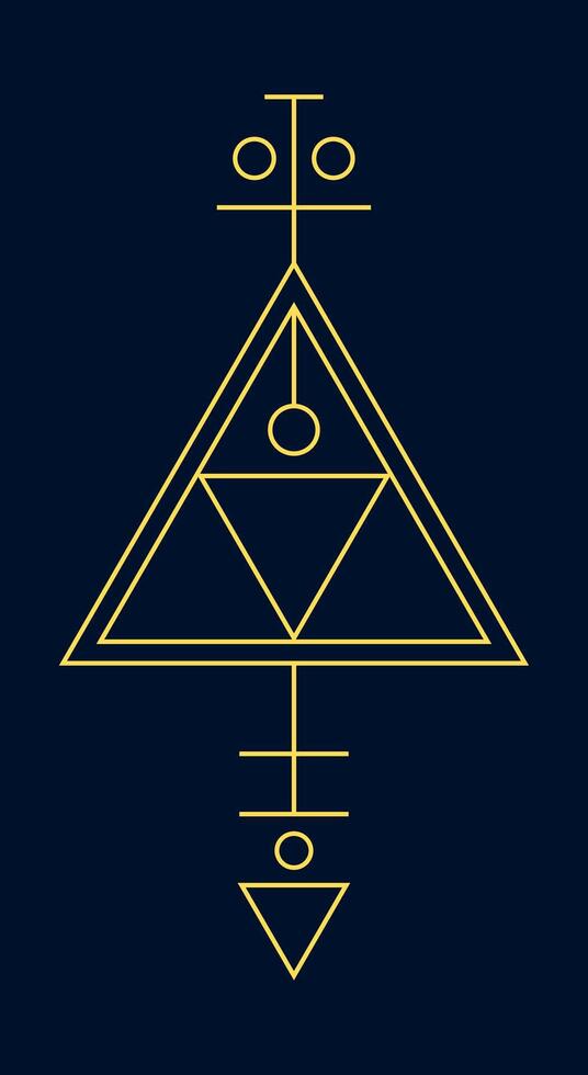 Golden Geometric Esoteric Symbol with Triangles and Circles vector