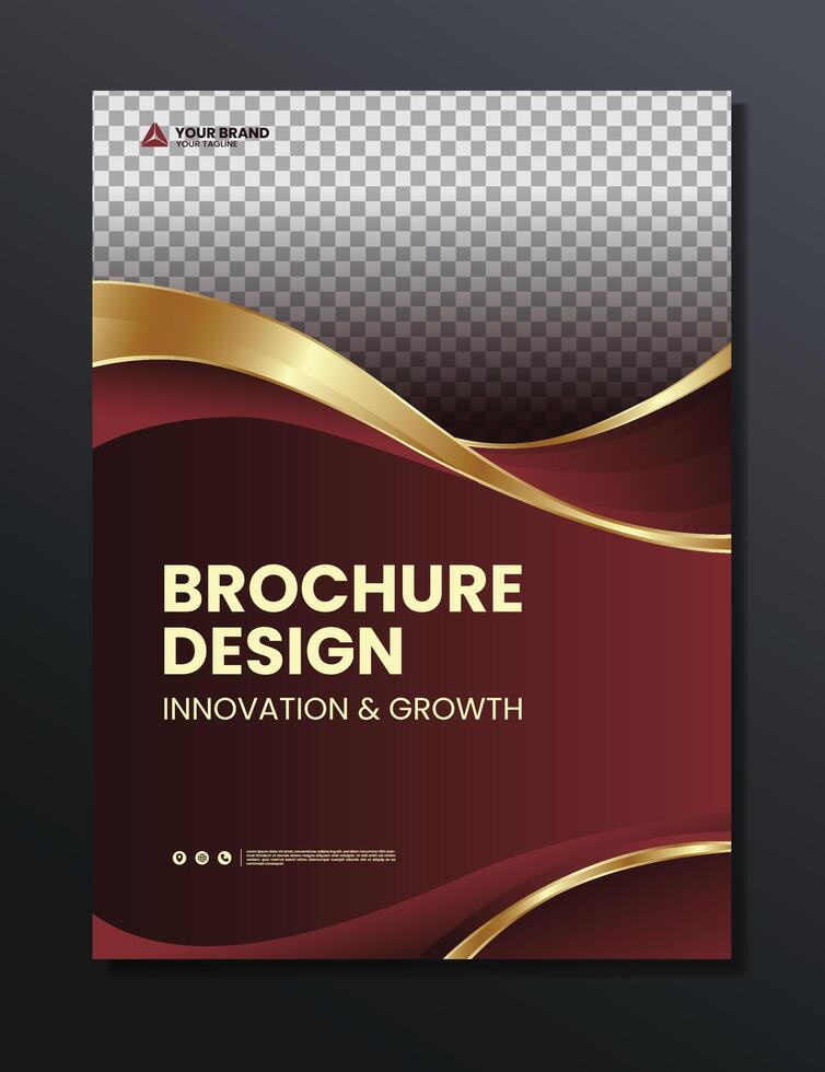 dark red and gold gradient abstract background brochure design template vector