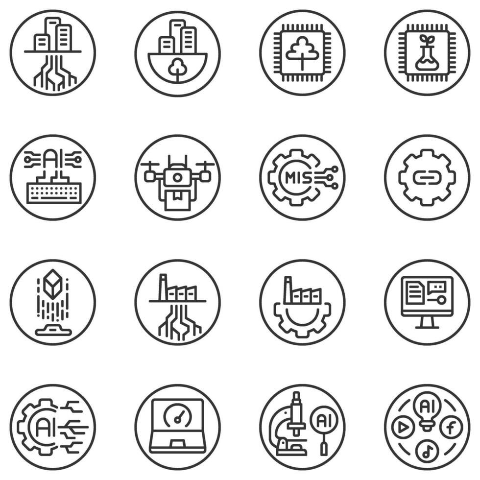 Technology lifestyle artificial intelligence icon circle , future automation, hologram engineering, information management systems,sustainable, artificial intelligence vector
