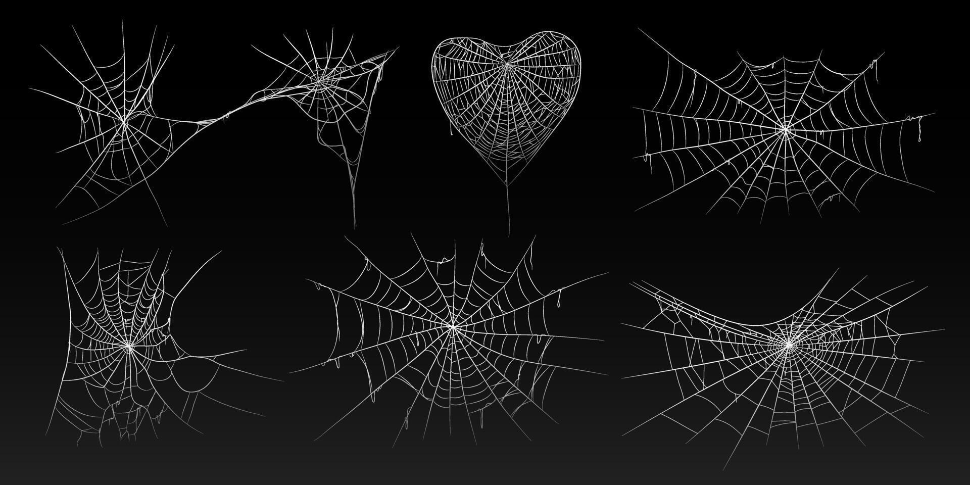 Halloween old spooky cobweb with various size and shape set. vector