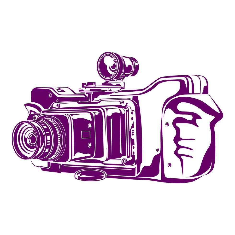 Stylized silhouette of a panoramic high-resolution camera with a wide lens setup, perfect for cinematic themes, photography graphics, and tech visuals. vector