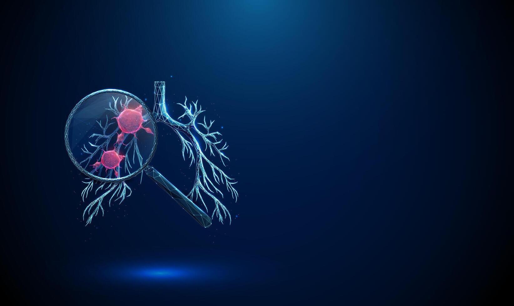 Magnifying glass over cellular structures vector