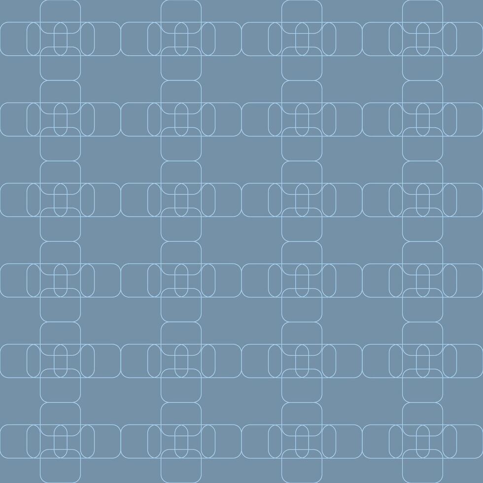 Interlocking geometric shapes form a seamless pattern on a muted blue background. vector