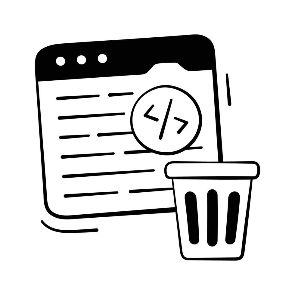Take your hold on this creative hand drawn icon of code deletion. vector