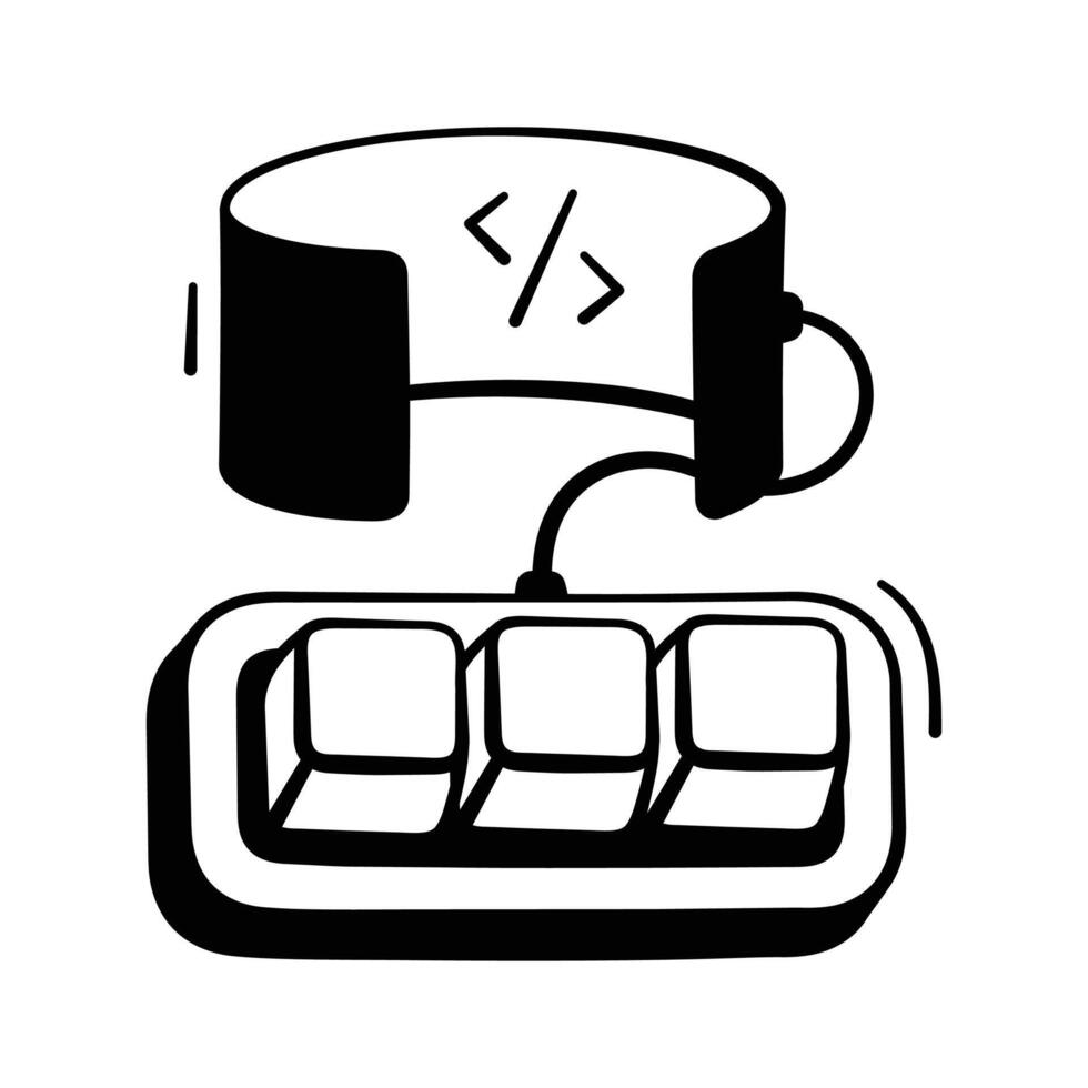 Checkout this hand drawn icon of vr programming. vector