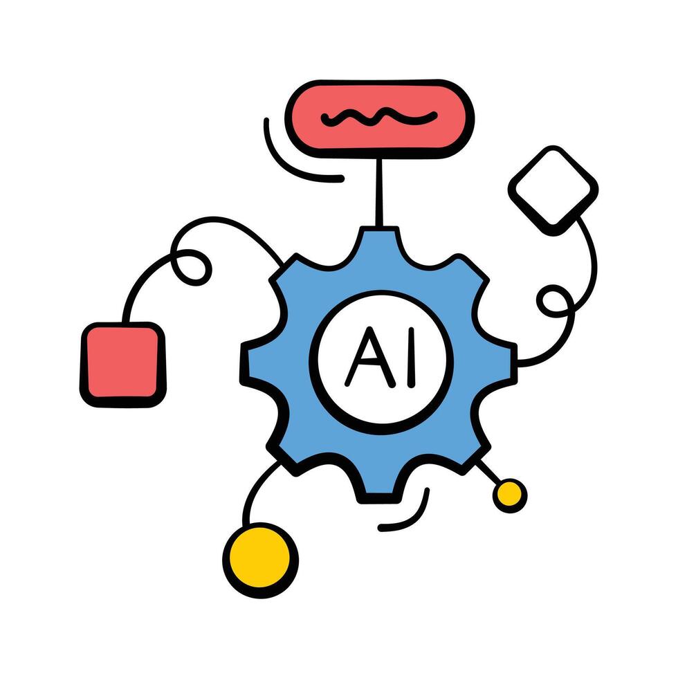 ai algoritmo sistema para datos y decisión lógica, prima mano dibujado vector