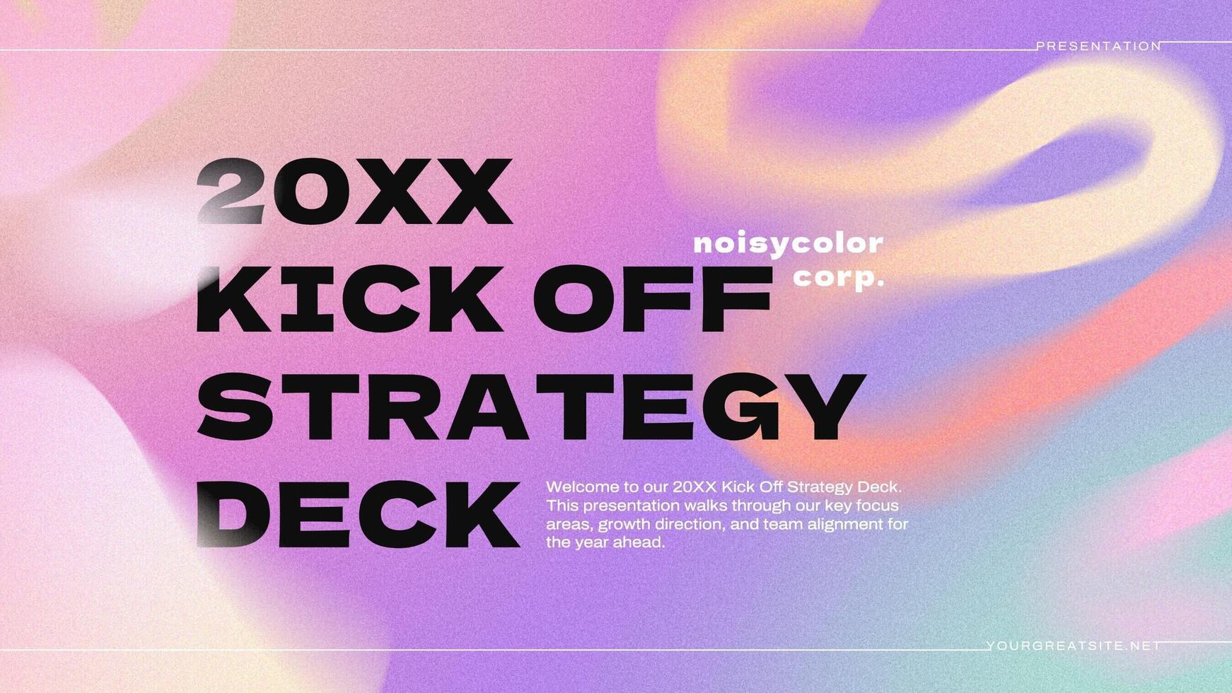 Kick Off Strategy Deck Presentation with Gradient Blob Theme template