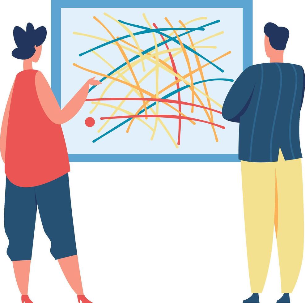 People analyzing complex data visualization strategy vector