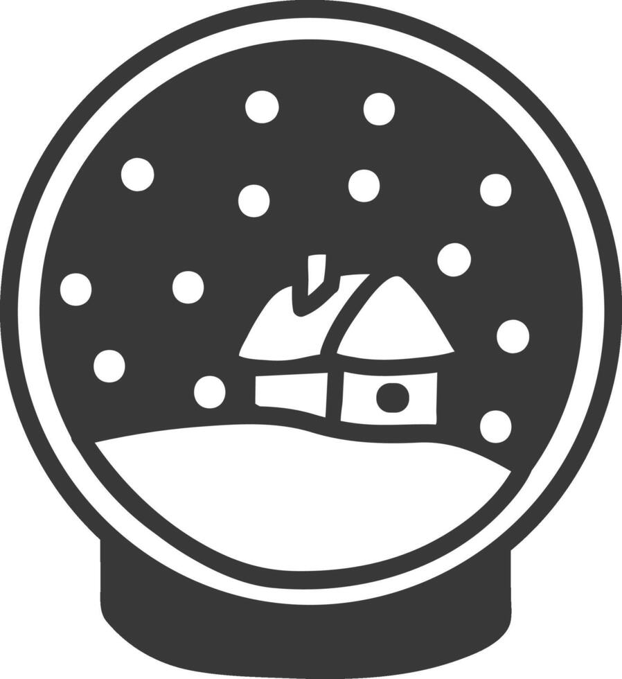 Snow globe icon displaying a house and falling snow vector