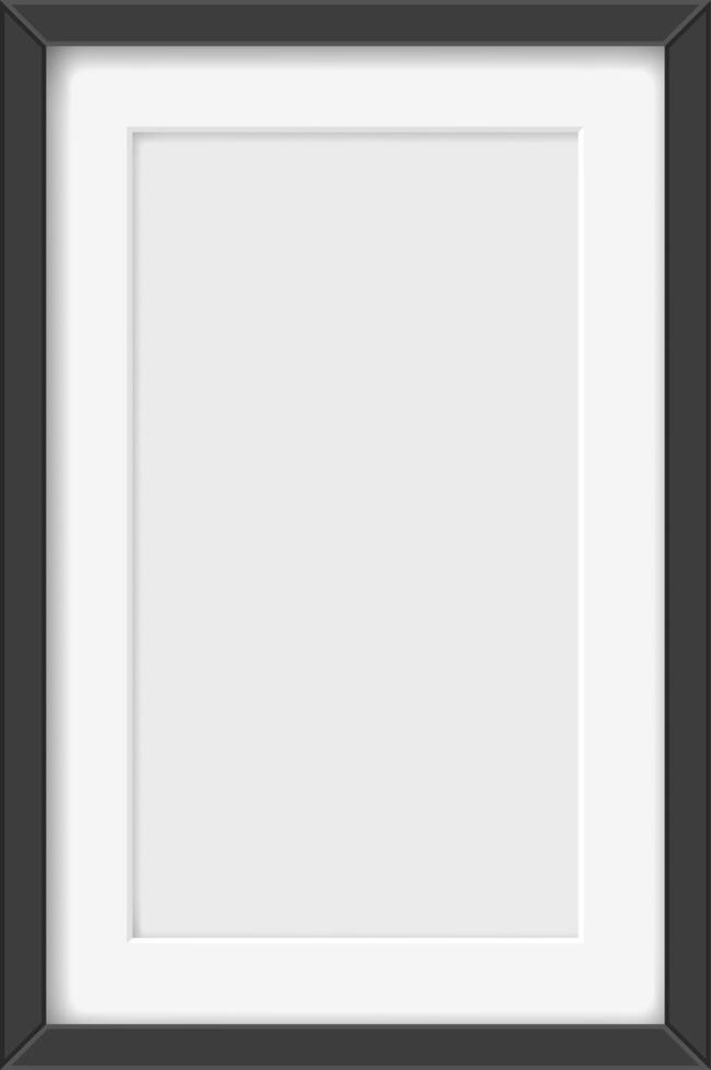 Empty black picture frame with white mat for display vector