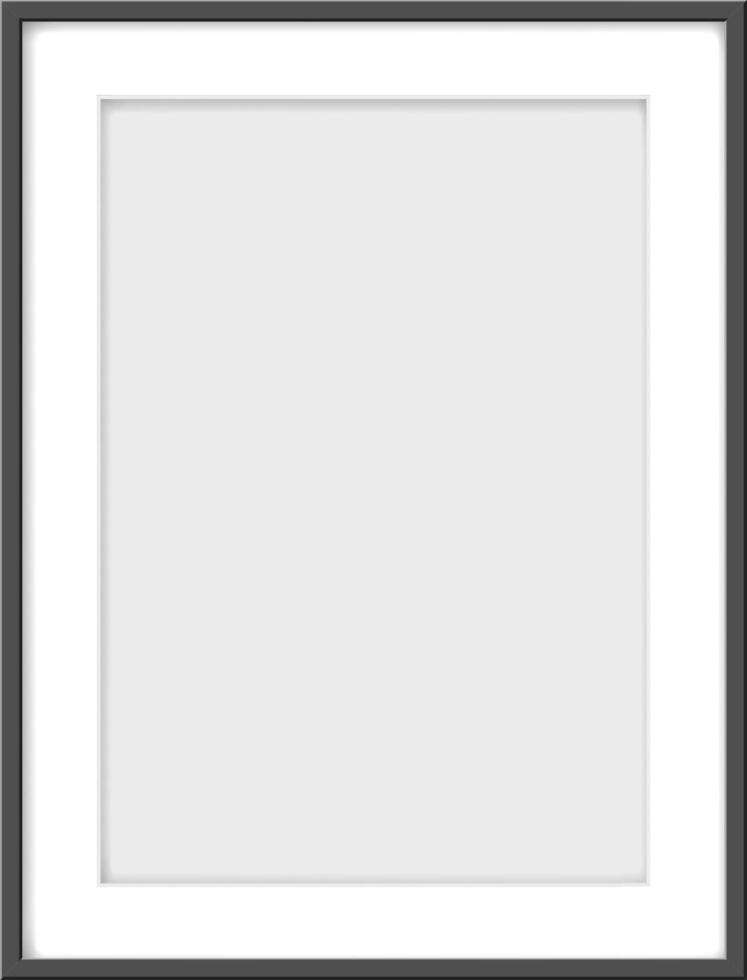 Blank dark frame displaying empty white mat board vector
