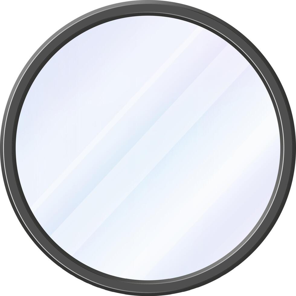 Round empty mirror showing reflection on glass vector
