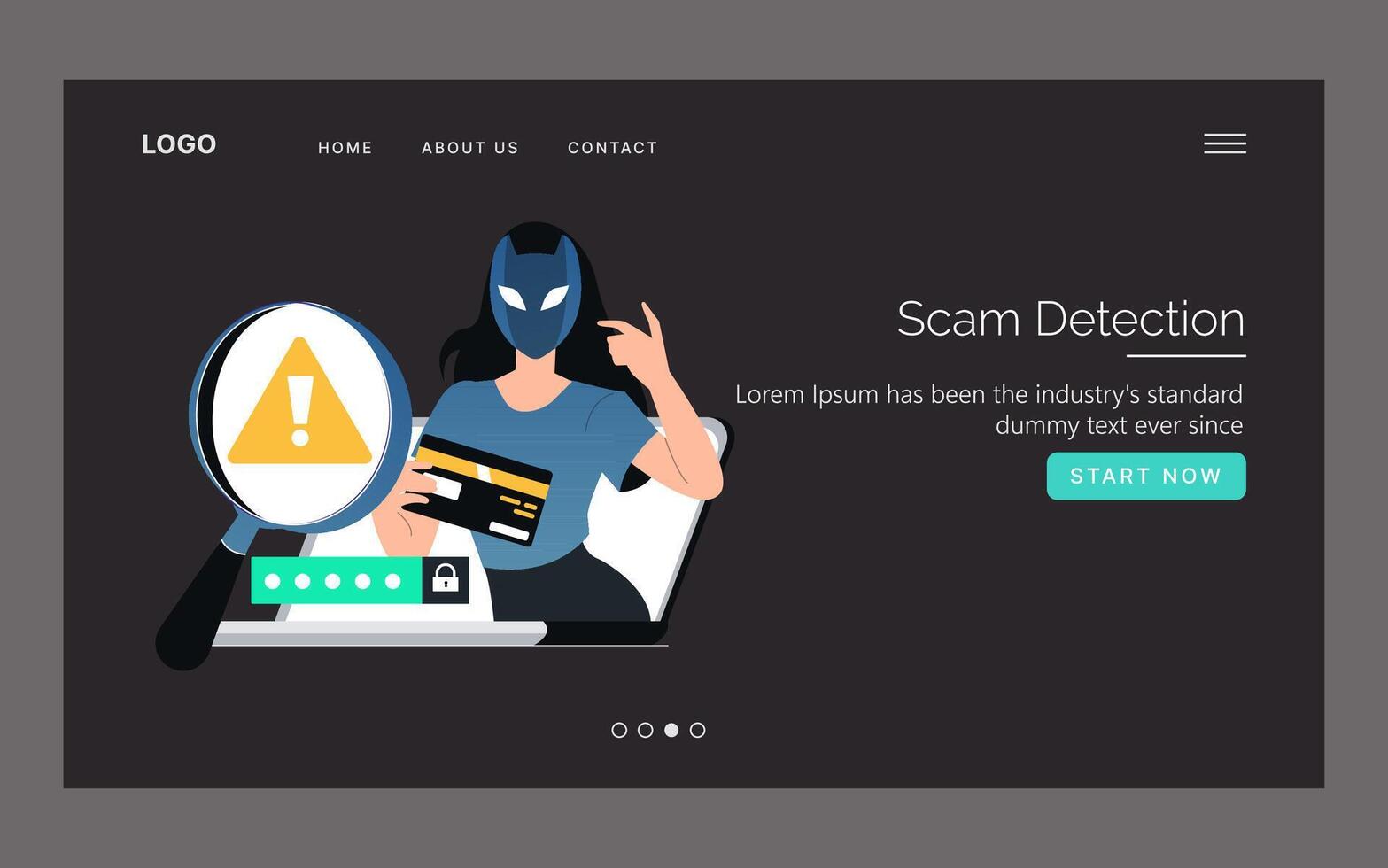 Cybersecurity Alert with Masked Hacker Illustration vector