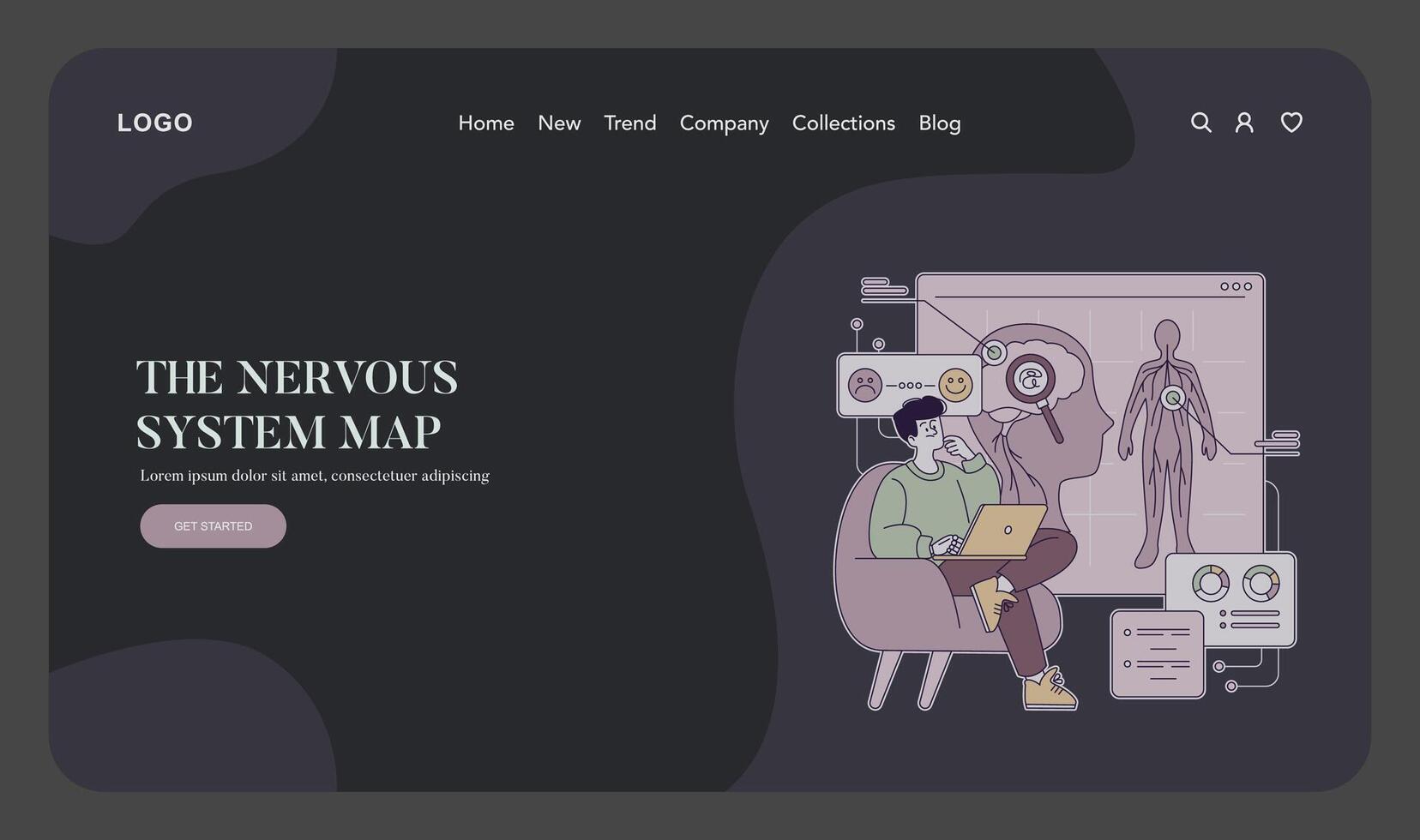 Interactive Nervous System Map Illustration Scene vector