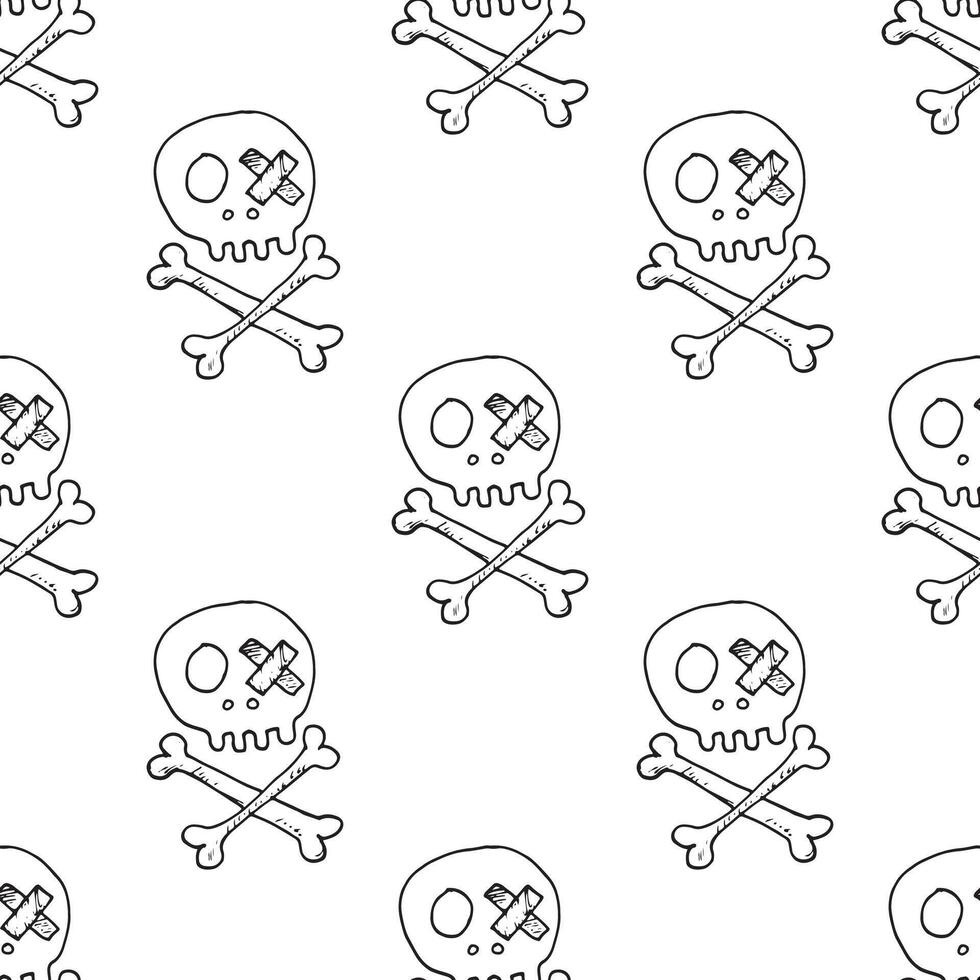 A seamless pattern with a skull and crossbones vector