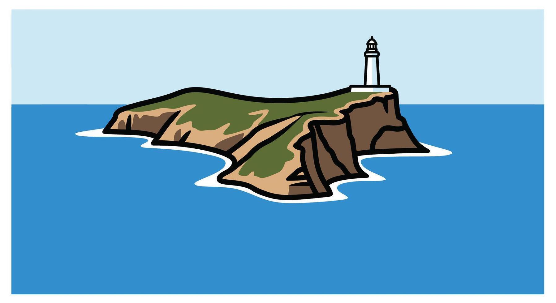 Island with a Lighthouse in the Middle of the Ocean vector