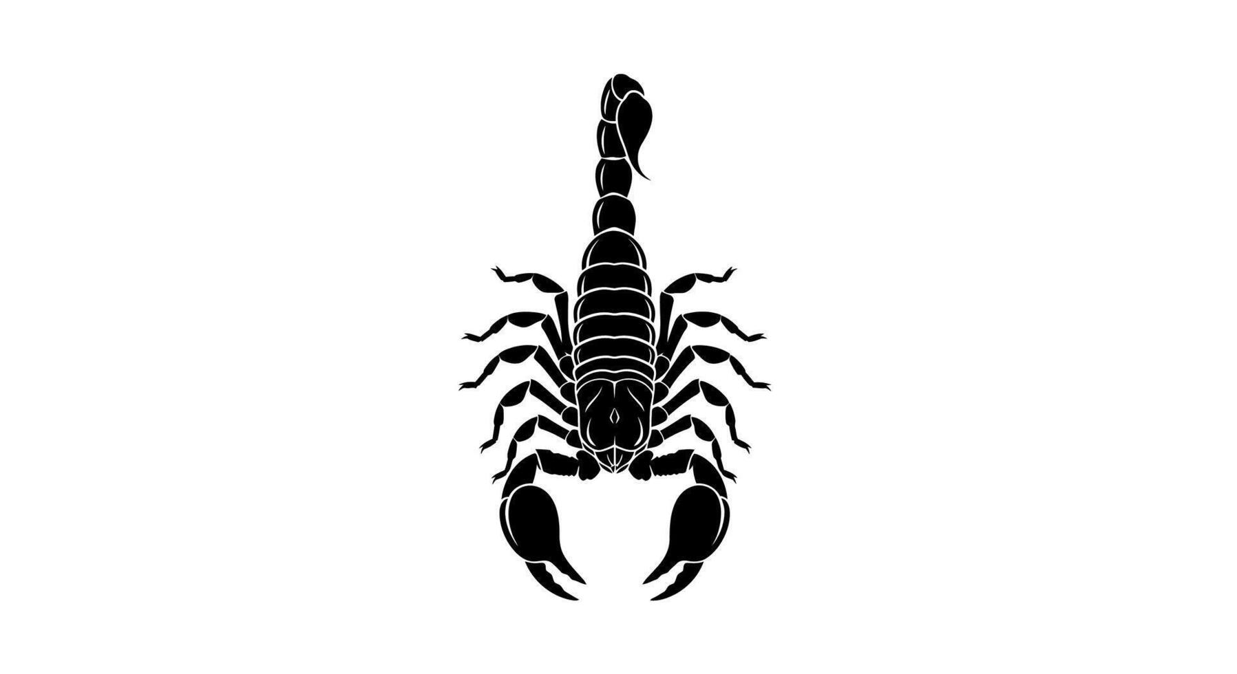 Isolated black scorpion with claws on a plain white background on transparent background vector