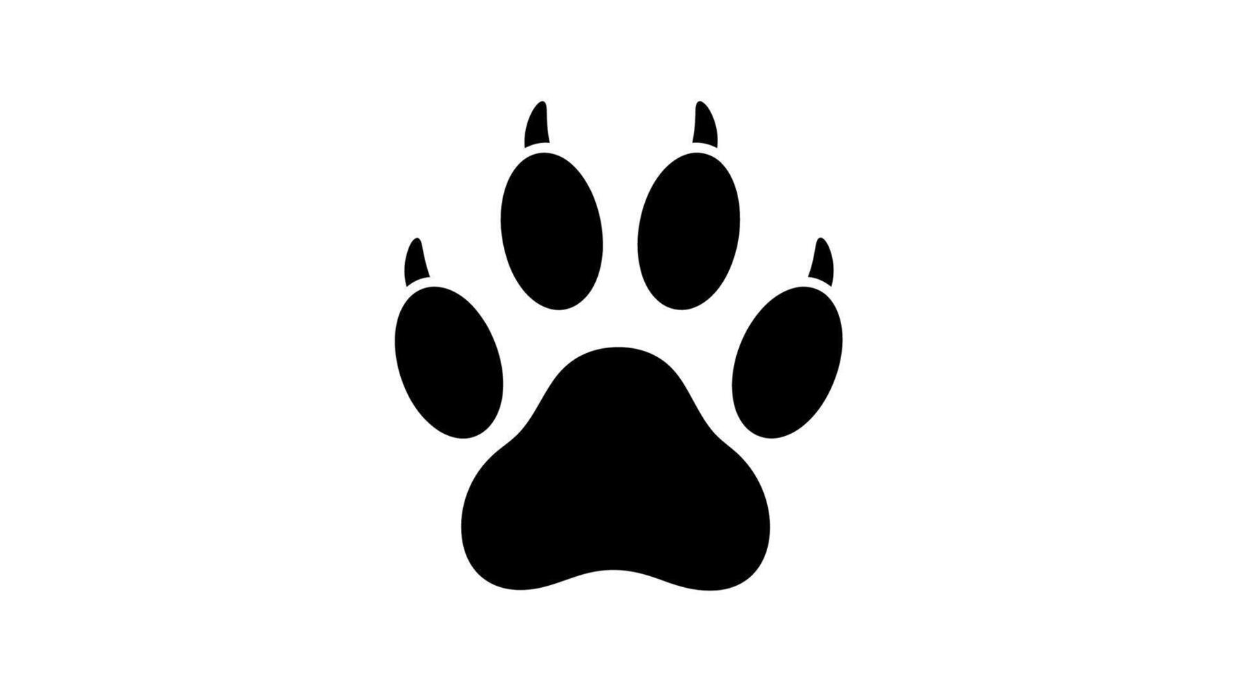 Isolated black paw print with claws on a plain white background vector