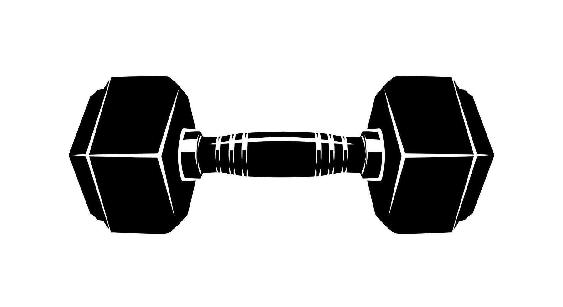 A black dumbbell with a textured handle on a white background on transparent background vector