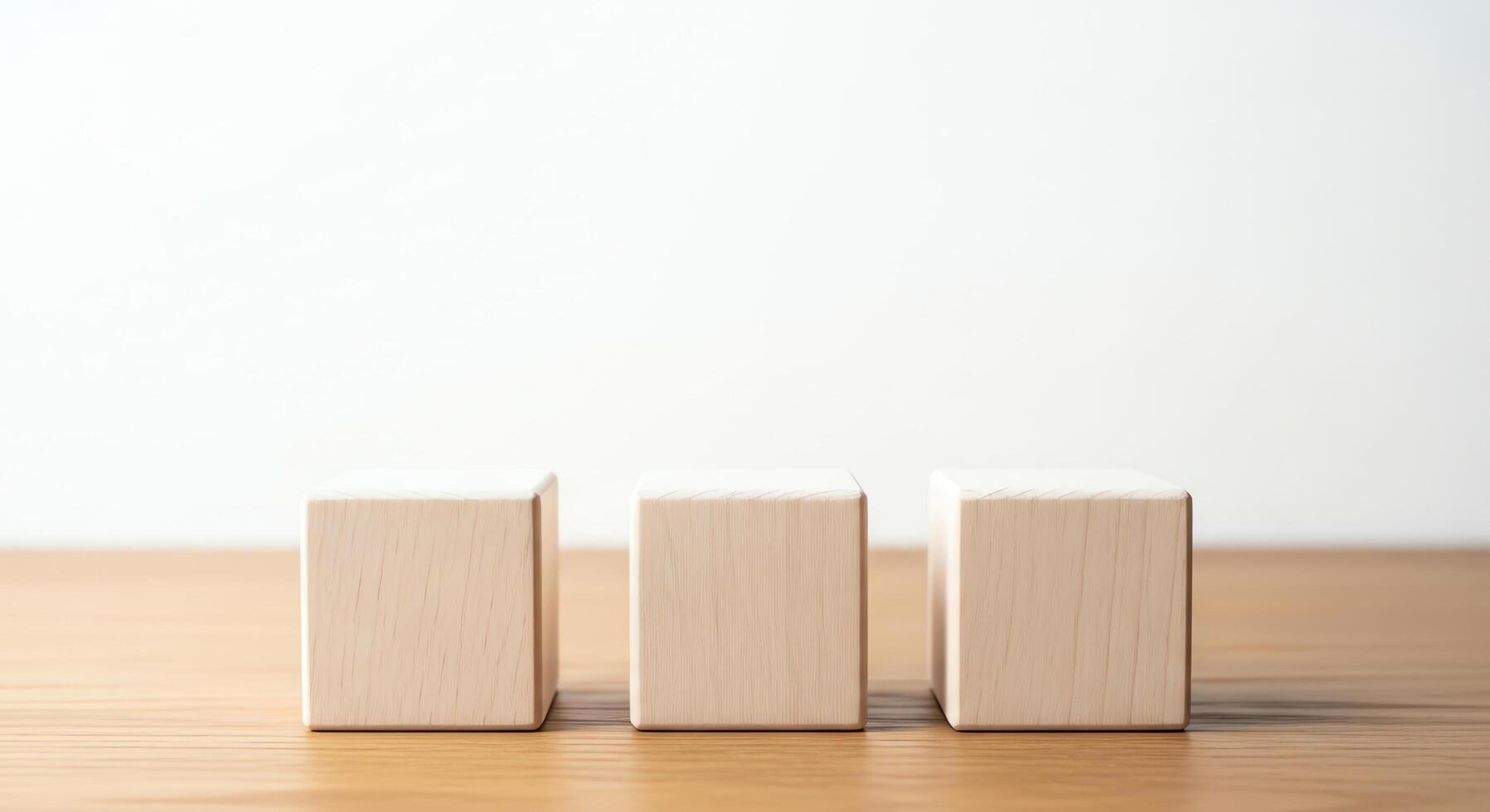 Three wooden blocks in a liminal space, creating a background for your message photo