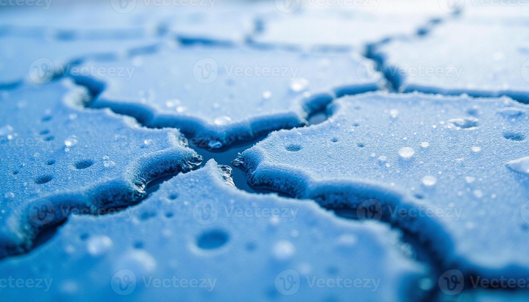 Abstract pattern of the fractured ground with moisture heavily collecting in the intersecting lines photo