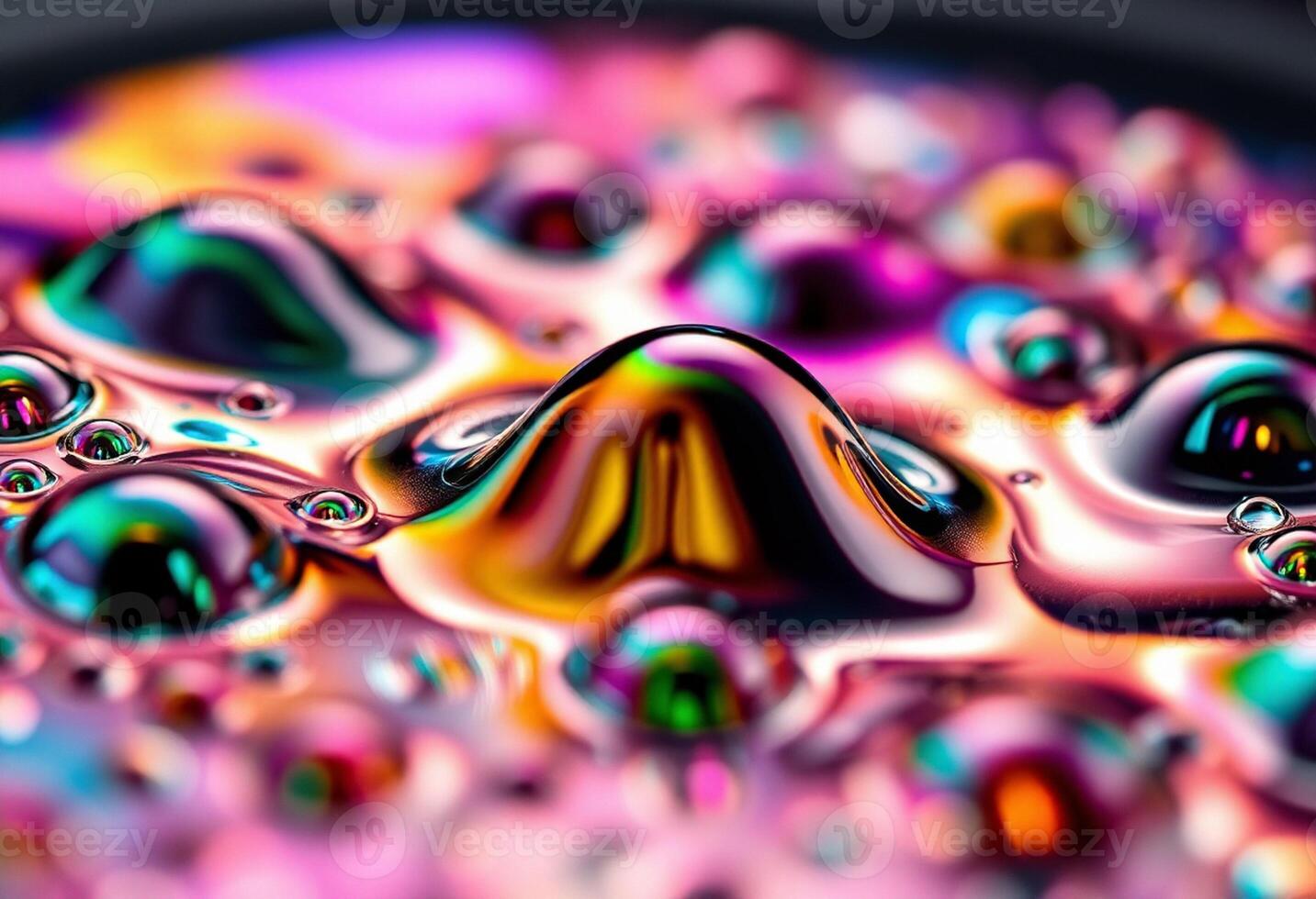 The mesmerizing effect of light creating a vivid spectrum across the liquid surface and the rising drop photo