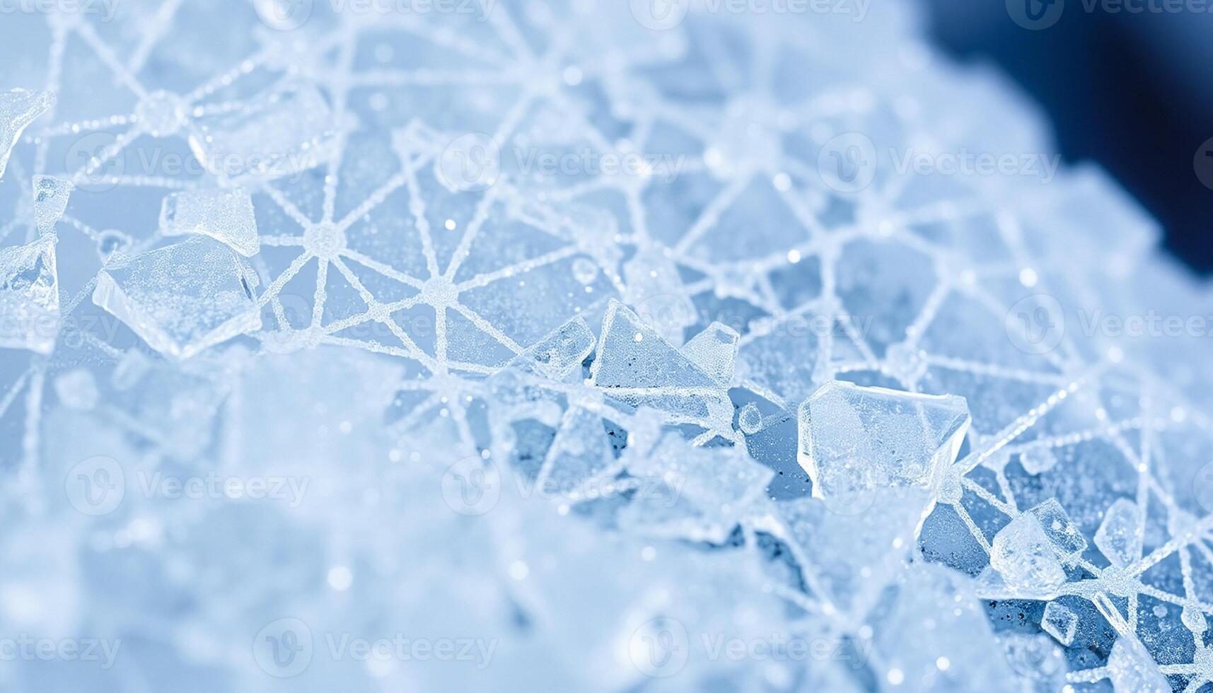 Close up on the intersecting lines and crystalline structure within the light blue ice material photo