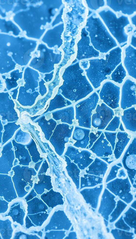 An artistic close-up of the fragmented texture of the ice with shimmering light reflection photo