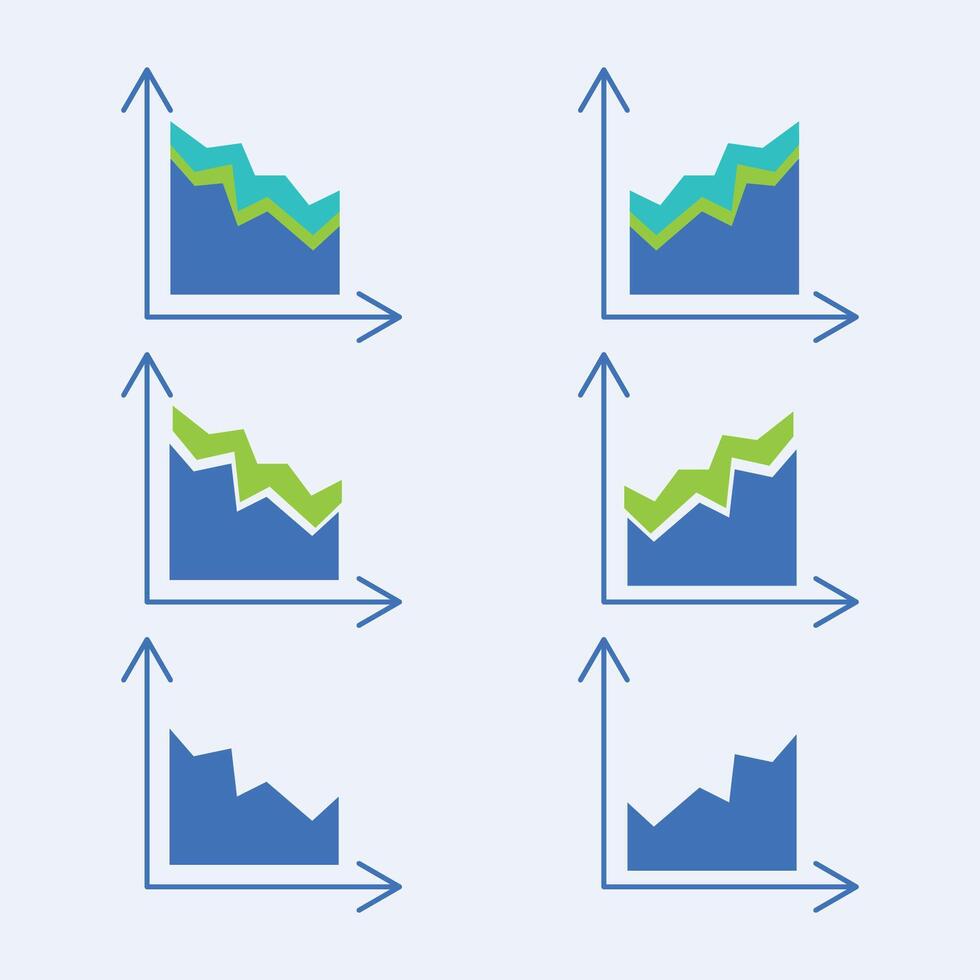 A set of graphs, a business infographic template with diagrams, line graphs and diagrams for presentations and financial reports. vector