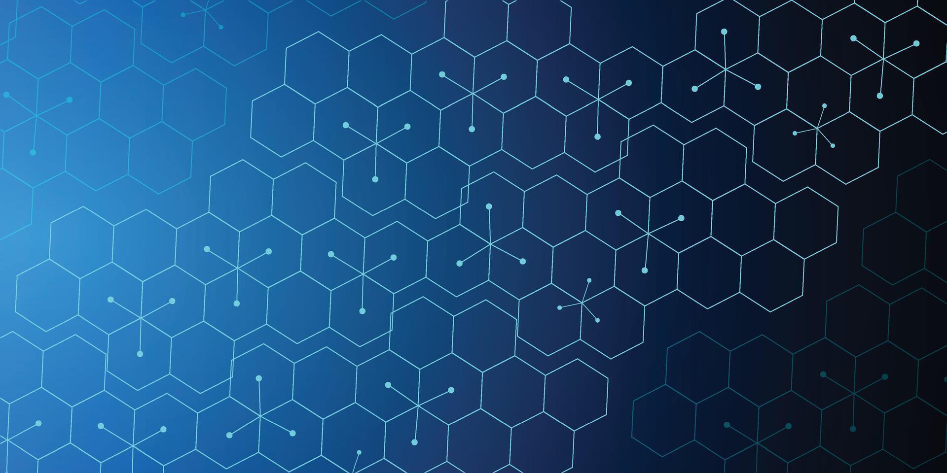 Blue Digital Hexagon Background with Modern Tech Pattern.Ideal for technology designs, data networks, innovation, and futuristic concepts. vector