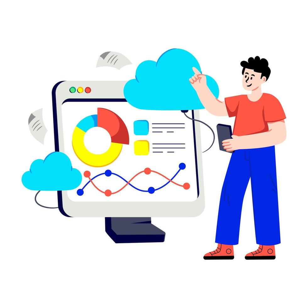 An illustration design of cloud data analyst vector