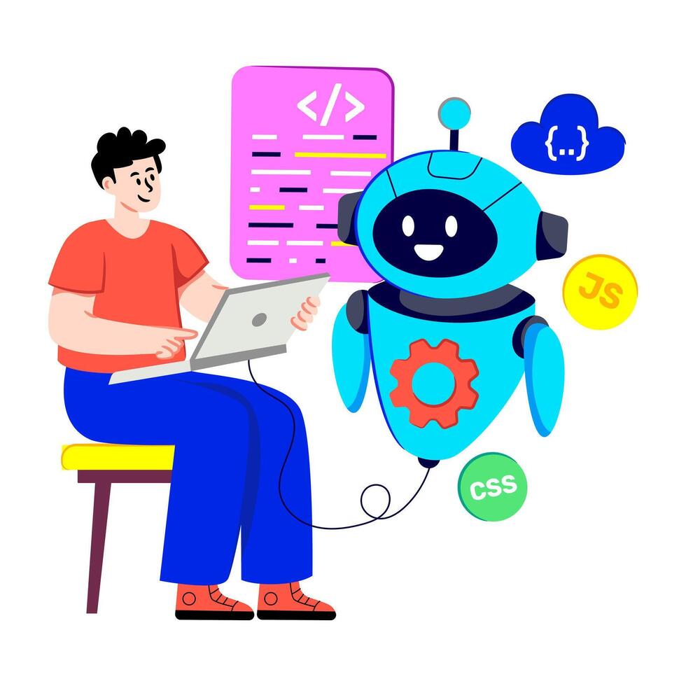 Unique design illustration of ai developer vector