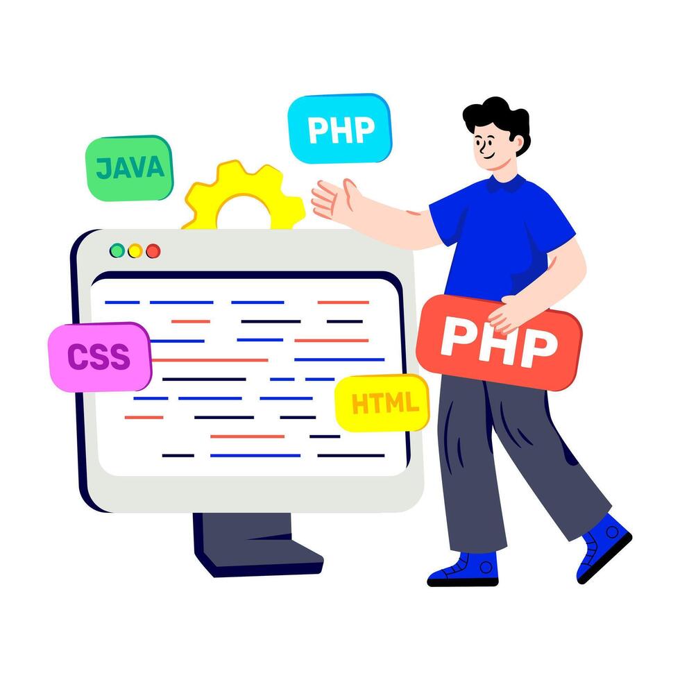 A flat design illustration of web development vector