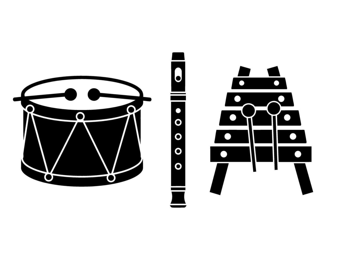 Set of musical instruments with percussion and wind vector