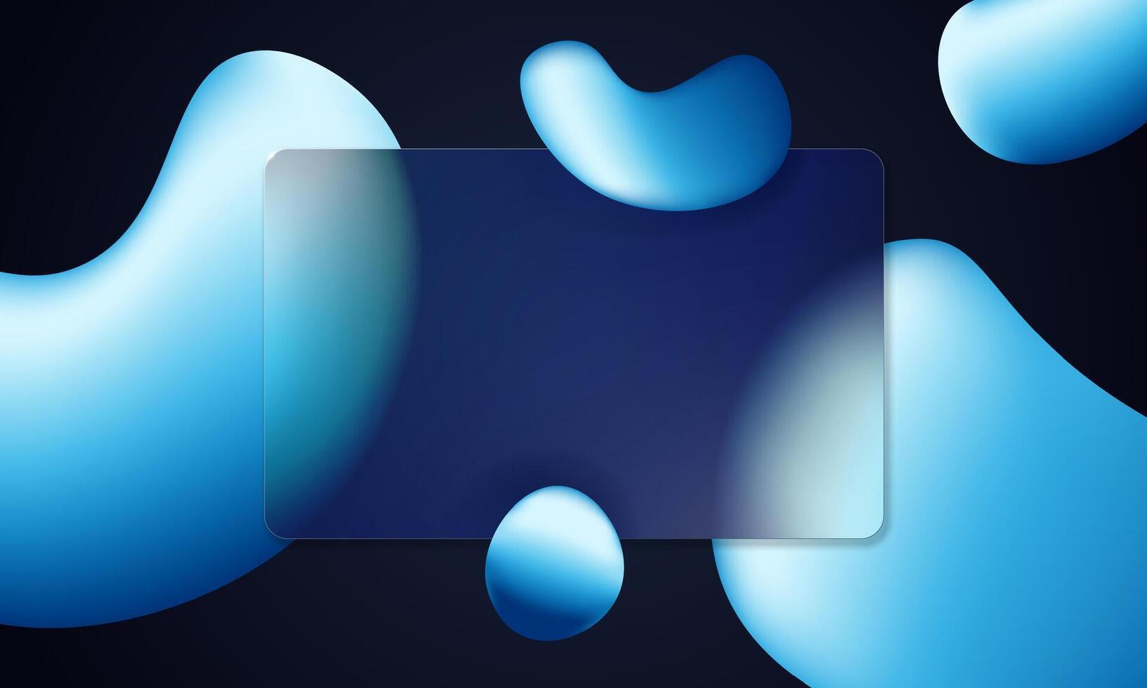 Gradient glass morphism frame with soft blur and floating abstract template. Glossy geometric glassmorphism panel and frosted texture create a premium modern look for digital screens and luxury layout vector