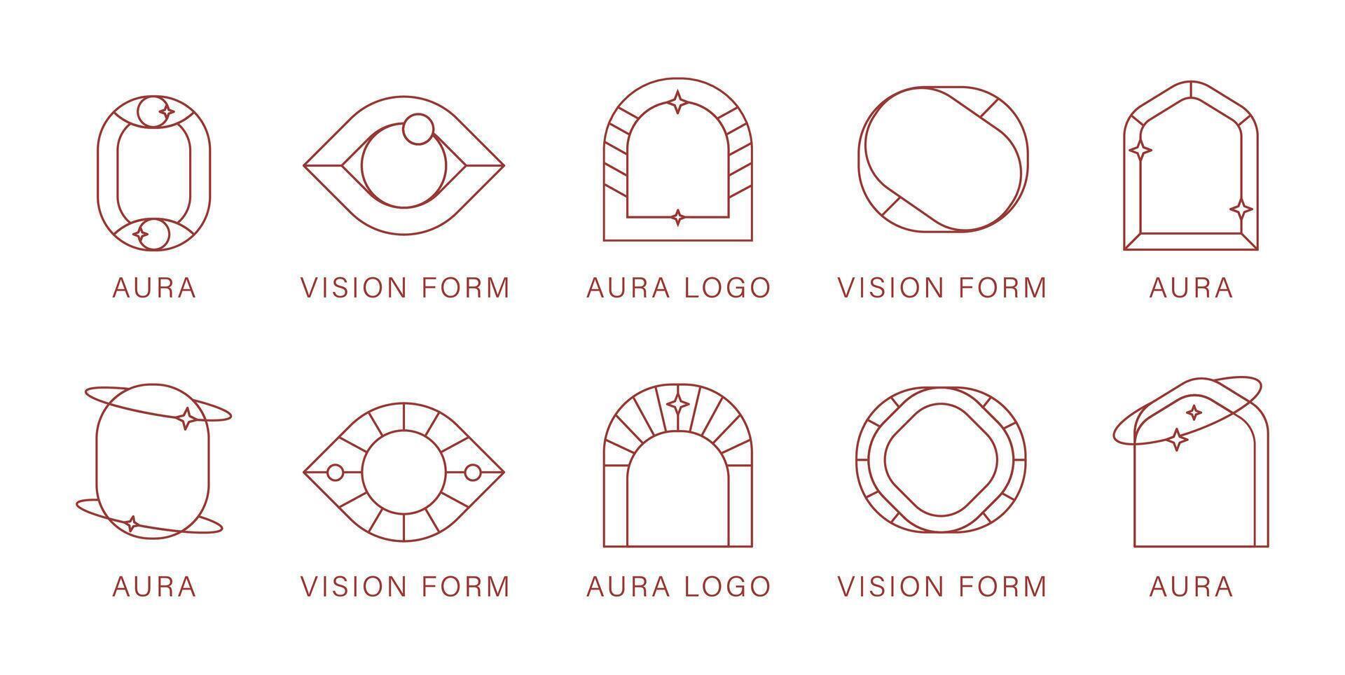 Abstract Aura is a minimalist symbol set. Logo elements with featuring modern linear shapes vector